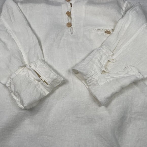 B.Loose Linen Blouse Long Sleeve Coastal Minimalist European Vacation Lagenlook - Picture 8 of 16